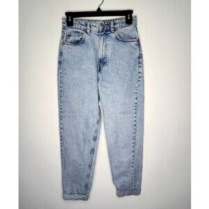 Zara Distressed High Waisted Mom Jeans in Light Wash